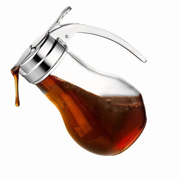 Syrup Dispenser, No Drip Glass Syrup Bottle for Maple Syrup, Honey Dispenser, Dishwasher Safe Glass Syrup Container