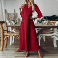 thumbnail image 6 of Aellinatey Women's linen V-neck long dress with three-quarter sleeves, solid color long slip dress, 6 of 9