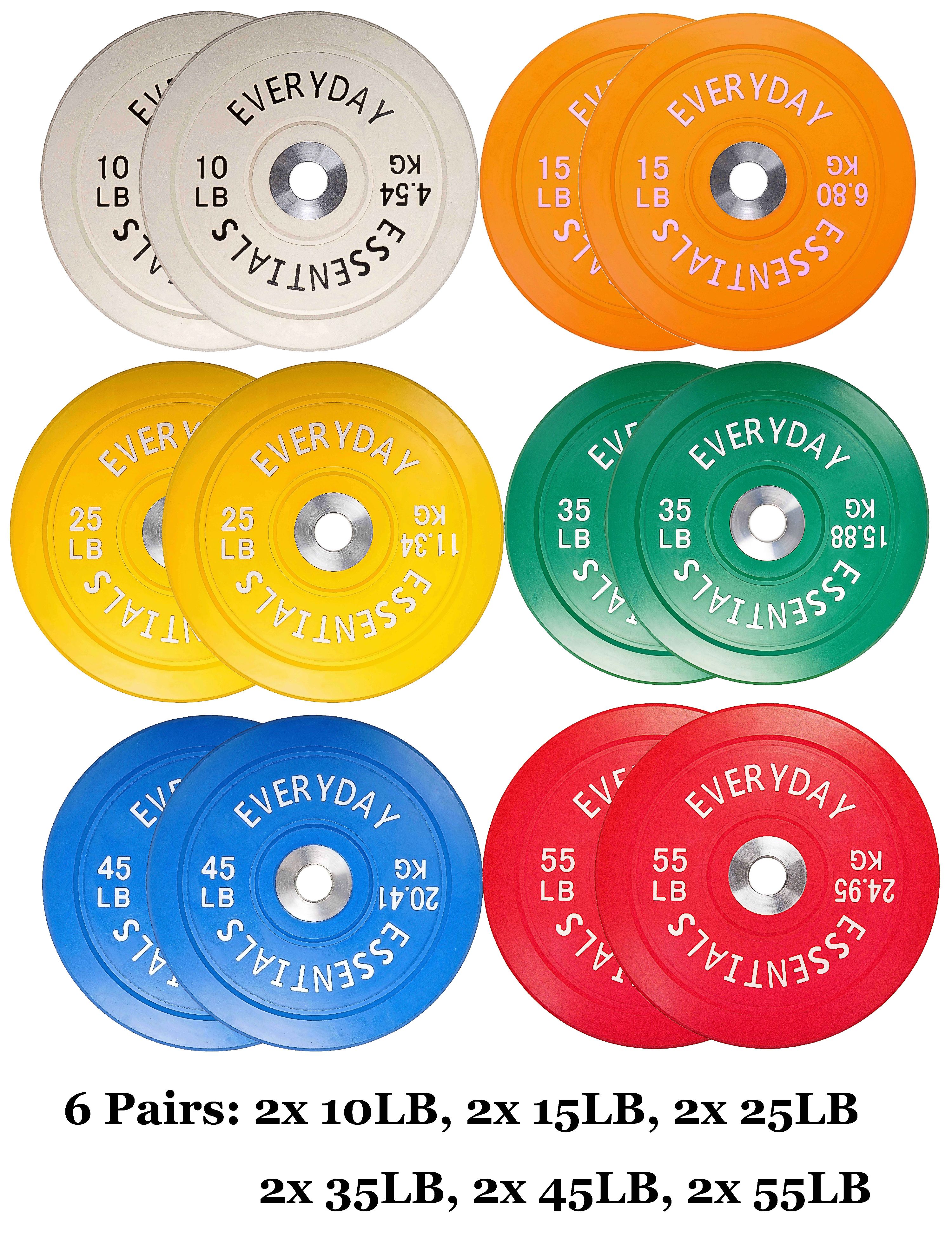 BalanceFrom Olympic Bumper Plate Weight Plate with Steel Hub, Color Coded, 370 lbs Set - image 5 of 10