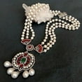 thumbnail image 5 of K-KED 3 Rows White Pearl Necklace Cz Pave Statement Necklaces Delicate Jewelry For Women, 5 of 6