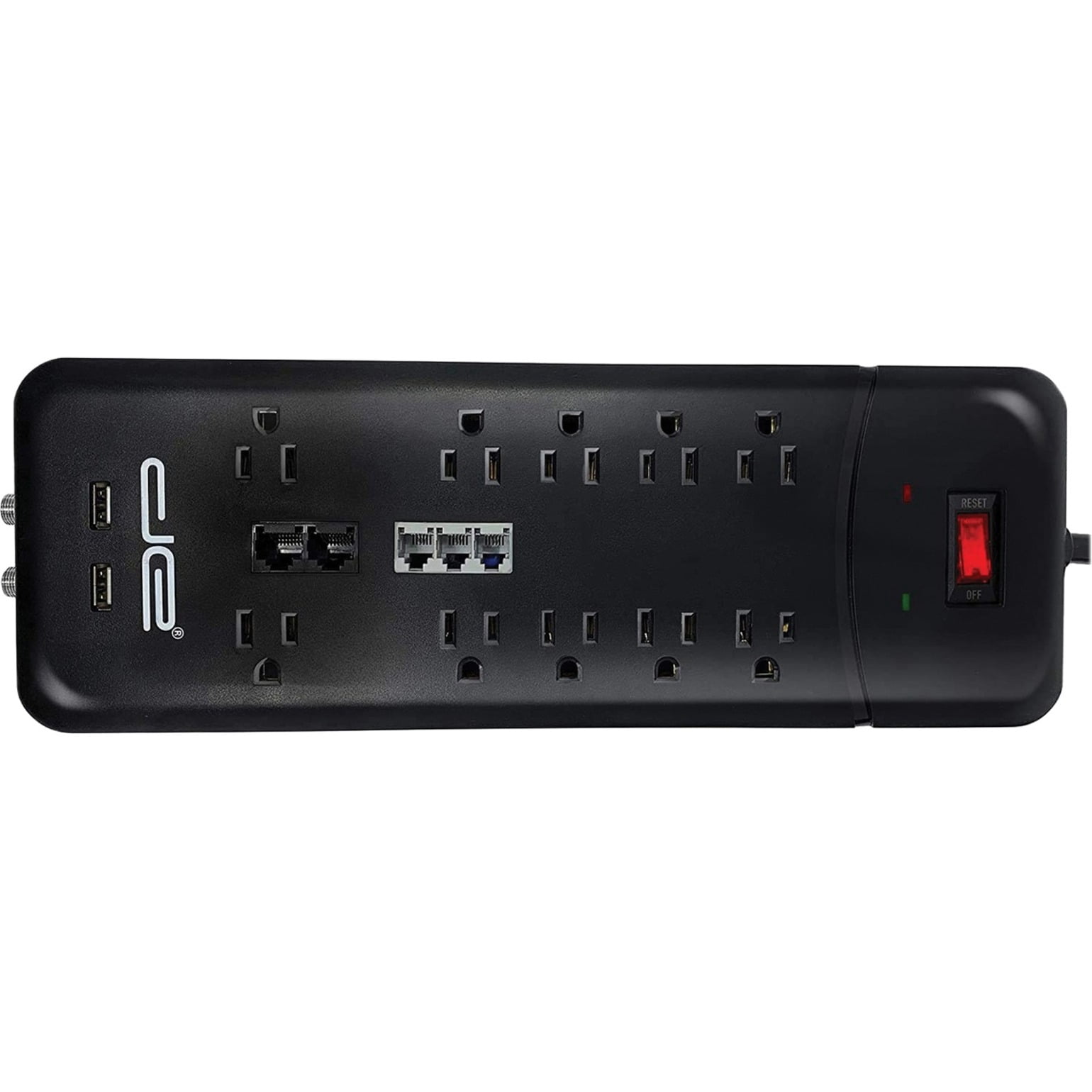 10-Outlet Heavy-Duty Surge Protector Power Strip  (Black; 8-Foot Cord)