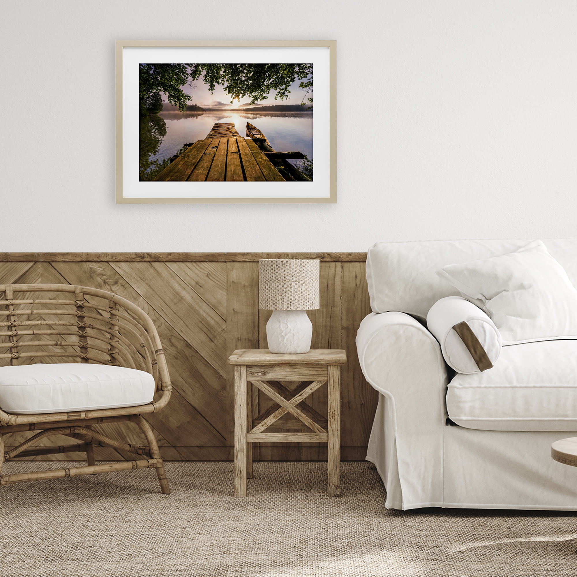 Stupell Industries Misty Morning Light on Lake Birch Framed Print Under Glass, design by Jonathan Zaharek