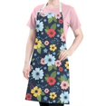 thumbnail image 5 of Pioneer Flower Floral Print Pattern Apron for Women and Men, Cotton Linen Waterproof with Pockets, Adjustable, 33x27 Inch for Kitchen, Gardening, BBQ, Salon, 5 of 6