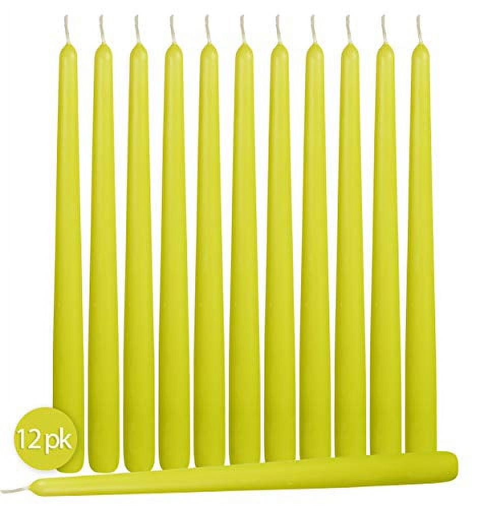 Hyoola Bulk 14" Lime Green Dripless European Made Taper Candles, Unscented Paraffin Wax with Cotton Wicks, 96 Pack