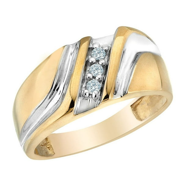 Bague de Mariage Diamant pour Hommes 1/10 Carat (ctw) en Or Jaune 10 Carats
