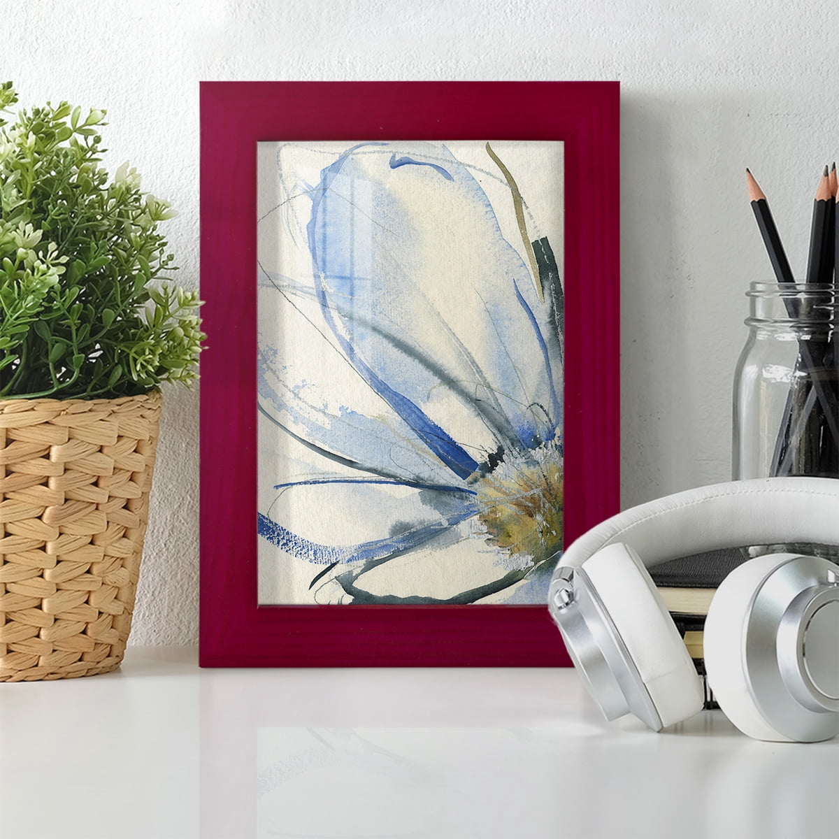 Cobalt & Paynes Petals I - Framed Print w/glass - Cherry Red