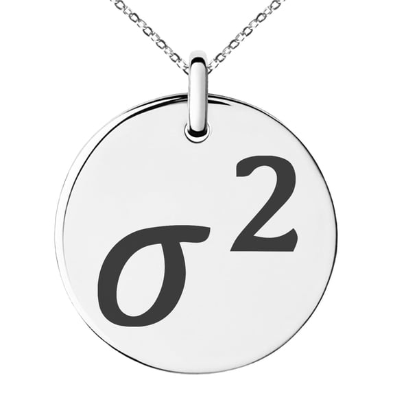 Stainless Steel Variance Mathematical Engraved Small Medallion Circle Charm Pendant Necklace
