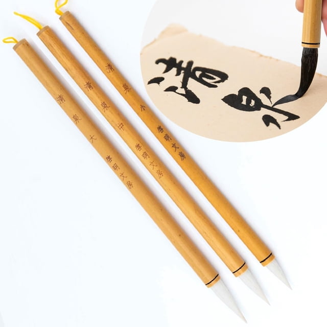Set de pinceles de caligrafía Qi Ming Wen Fang QingQuan, 3 piezas