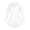 thumbnail image 2 of TiaoBug Girls' Sparkly Dance Dress Mock Neck Mesh Figure Ice Skating Dress Spandex Long Sleeves Dance Leotard White 6, 2 of 7