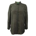 thumbnail image 1 of Ropa de Playa Ocean Pacific para Mujer Camisera Manga Larga Oversize con Corte en Costados, Tipo Lino Verde Talla EG, 1 of 4