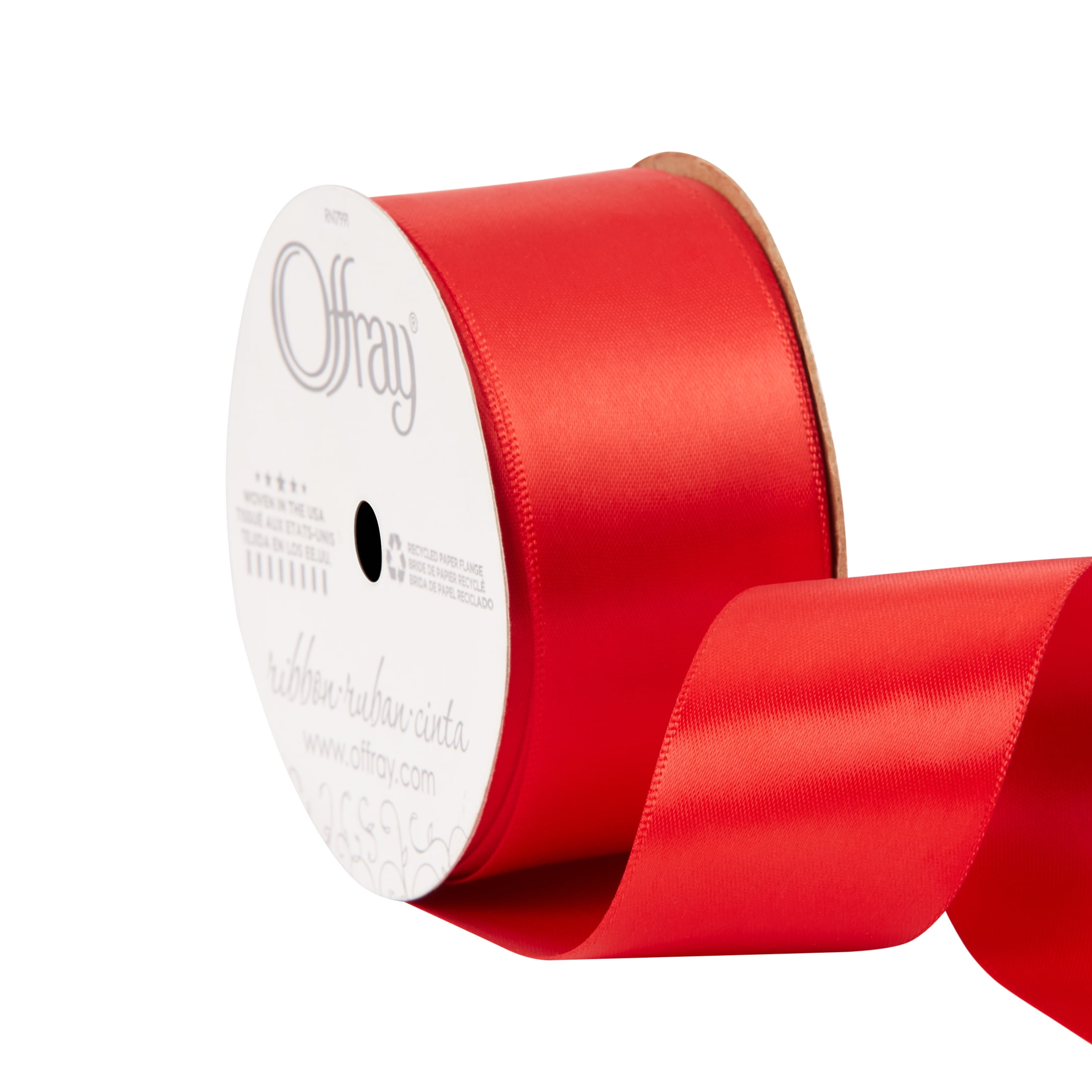 Offray Ribbon, Red 1 1/2 inch Double Face Satin Polyester Ribbon, 12 feet 