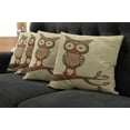 thumbnail image 5 of Ambesonne Retro Throw Pillow Cover 4 Pack, Owl Sitting on Branch, 24", Brown Cream Teal, 5 of 5