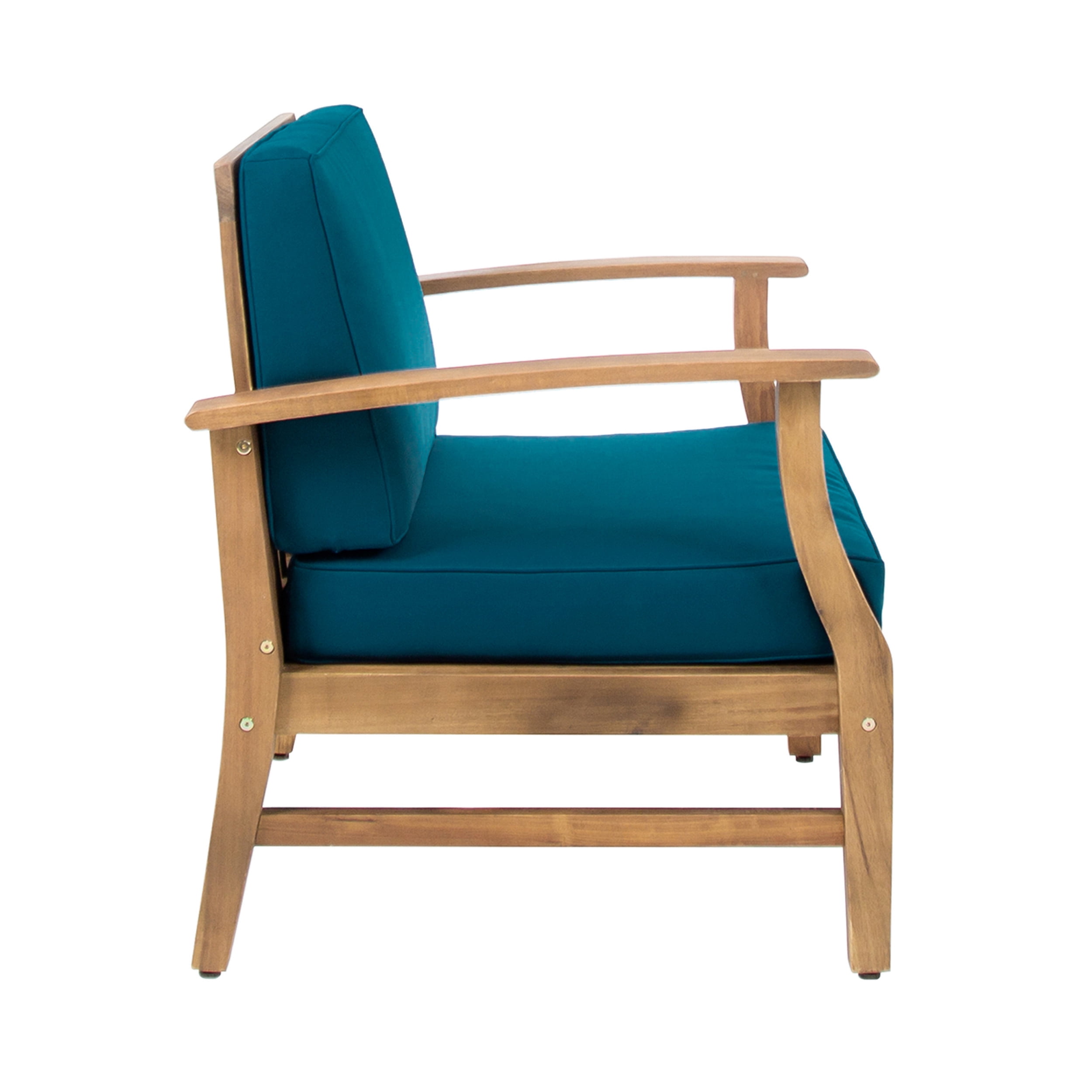 Giancarlo Acacia Wood Outdoor Club Chair, Teak, Blue