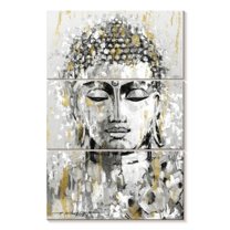 Elephant Stock Simmering Buddha Wall Art - Vertical Multi Panel Canvas - Living Room Wall Decor - People Multi Panel - Beige And Gray Decor By e. Anthony Orme - 32" x 50"