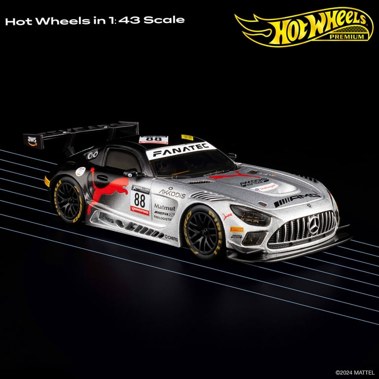 ホットウィールプレミアム 1/43 Mercedes-AMG GT3 Hot Wheels, Premium Collectible Car, 1:43rd Scale, Gift for