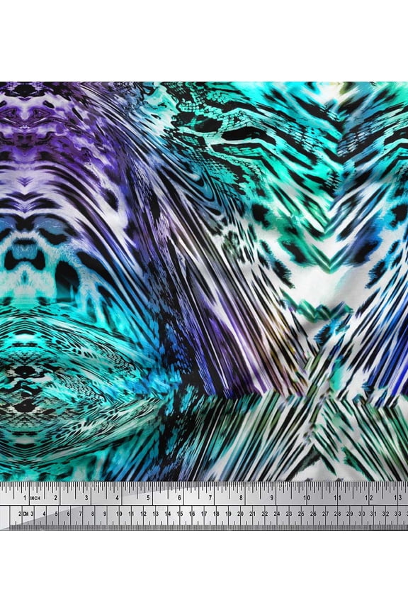 Japan Crepe Satin Fabric Leopard & Snake Animal Skin Print Fabric by Yard 42 Inch Wide