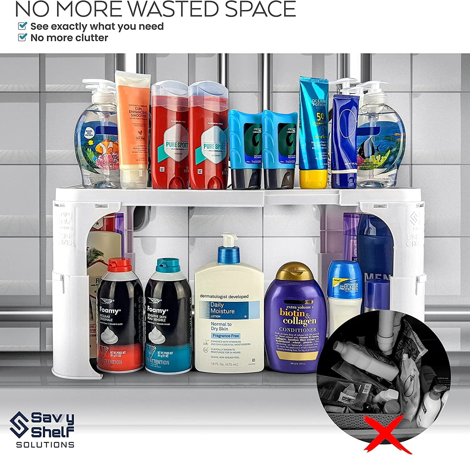 Expandable Under Sink Organizer and Storage I Bathroom Under the Sink Organizer Kitchen Under Sink Shelf I Cleaning Supplies (2 Pack) - Home Organization