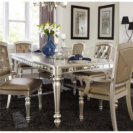 Home Elegance 5477N-96 30 x 96 x 42 in. Orsina Dining Table with Mirrored Apron - Silver