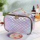 thumbnail image 4 of Bolso cosmético de cuero de la tela escocesa del diamante del laser, bolso cosmético portátil, material de la PU, 4 of 5