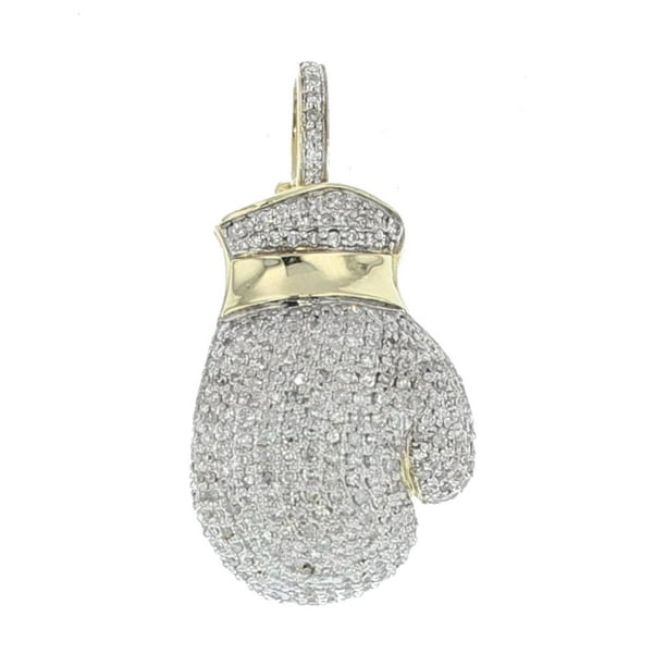 10K Gold Boxing Glove Pendant With Diamonds 1.12ctw 33MM Tall Mens