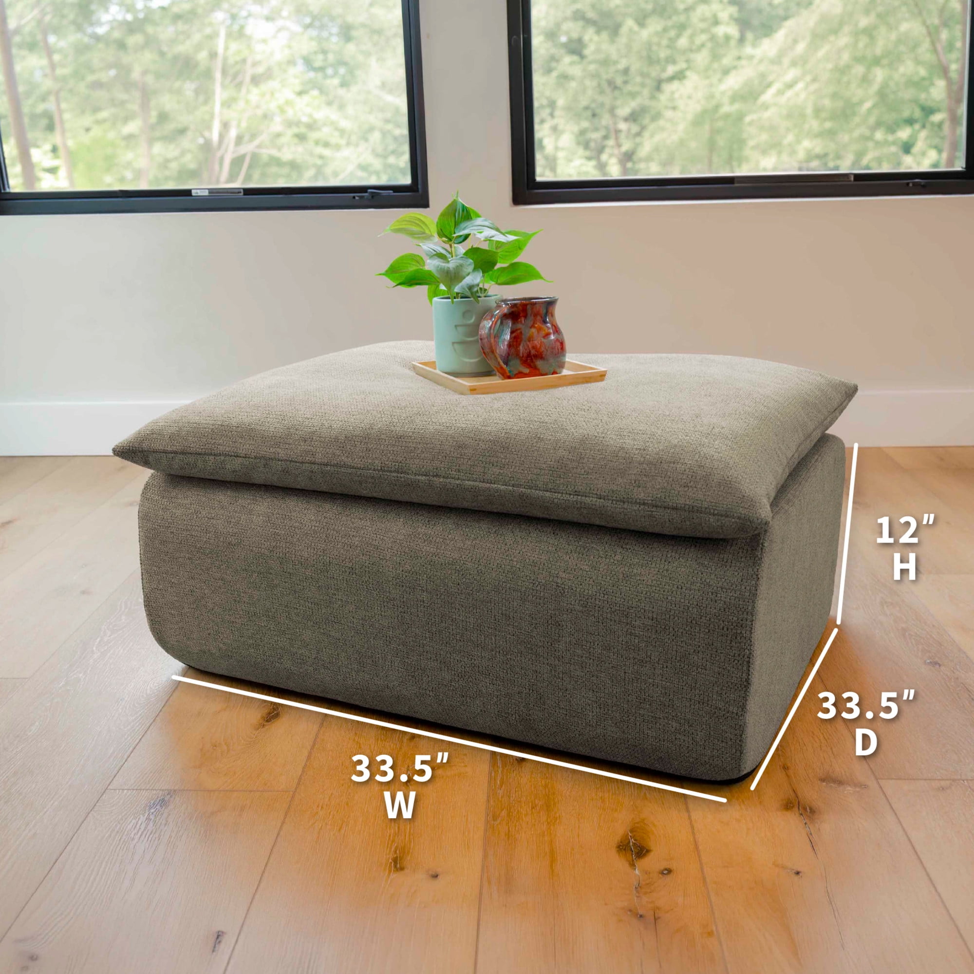 Big Joe Driftscape Ottoman Foot Rest for Living Room, Misty Gray