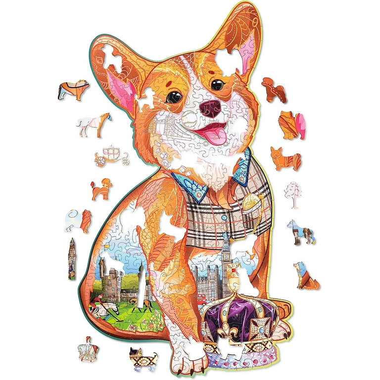 Wood Trick Great Corgi Wooden Jigsaw Puzzle for Adults and Kids - Decorated w/SH