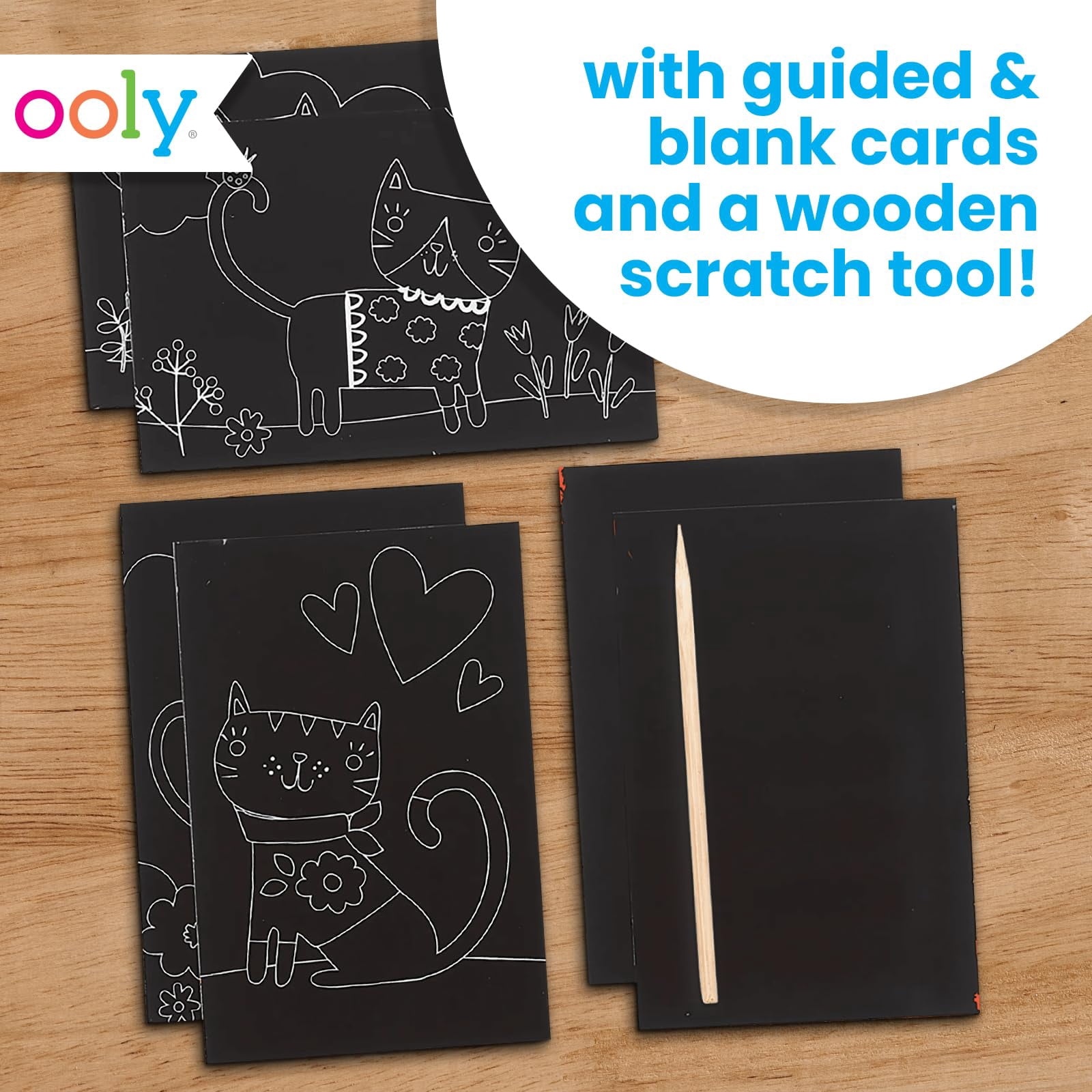 Ooly Mini Scratch & Scribble Art Kit: Cutie Cats, Scratch Off Art Sets for Kids