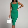 thumbnail image 2 of Women's Sexy Tank Top Bodycon Ruched Sleeveless Basic Midi Party Dress, 2 of 6