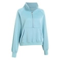 thumbnail image 5 of larppty Womens Sweatshirts Half Zip Cropped Pullover Fleece Quarter Zipper Hoodies 2073 Fall Fashion Outfits Clothes (Light Blue, L), 5 of 9