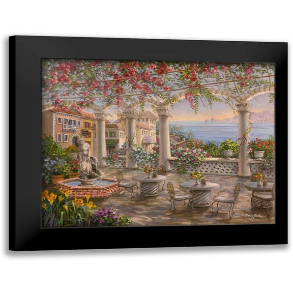 Dining on the Terrace 14x12 Black Modern Framed Museum Art Print Titled - Boehme, Nicky