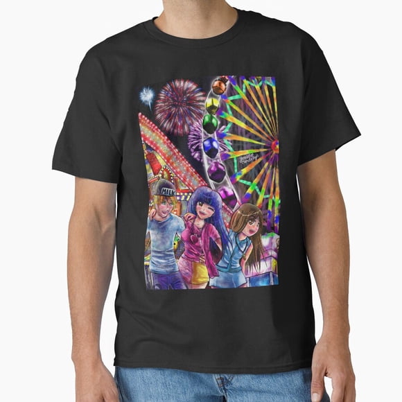 Anime Amusement Park Ferris Wheel Fireworks Friends T-Shirt ,for Men & Women, up to Size 5XL