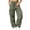 Army Green, variant on Kmdttou Cargo Pants Women Stretchy New Straight Tube Solid Color Button Multi Pocket Casual Drawstring Work Pants