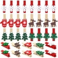 thumbnail image 2 of 25/50 piezas de pinzas de madera para Navidad, pinzas para fotos de copos de nieve de alce para pared, adornos navideños DIY, regalos de Año Nuevo para adornos de árbol de Navidad, 2 of 5