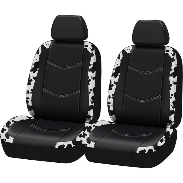 White Cow Faux Leather Car Seat, Cow Car Seat Canopy