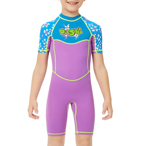 Greeniant Trajes de neopreno traje de buceo de secado rápido de una pieza de moda Anti-medusas mangas cortas de varios tamaños para Snorkel Deportes acuáticos Violeta METRO