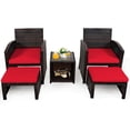 thumbnail image 3 of Gymax 5PCS Rattan Patio Furniture Set Chair & Ottoman Set w/ Red Cushions, 3 of 6