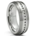 thumbnail image 1 of Mens Tungsten Carbide Ring Eternity Wedding Band Dome Brushed CZ 8MM, 1 of 4