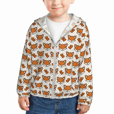 

Gaeub Cute Heart Fox Cartoon Print Athletic Sun Protection Hoodie for Kids Long Sleeve Outdoor UV Shirt Running Fishing Top for Boys Girls-4 Years