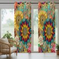 thumbnail image 5 of Vintage Sunflowers Outdoor Curtains for Patio, Red Yellow Teal Paisley Swirls Floral Boho Sunshade Privacy Drapes Grommet Waterproof Outside Curtains for Porch/Cabana/Balcony 54"x 95", 1 Panel, 5 of 9