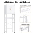 thumbnail image 6 of Biemlerfn Over the Toilet Storage Cabinet, Bathroom Storage Organizer with Adjustable Shelf, Toilet Paper Holder & Hooks, Freestanding Space Saver, White, 6 of 10