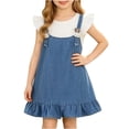 thumbnail image 2 of Afuyipoi Toddler Girls Casual Ruffle Sleeve Denim Dress (6 Months-4 Years) Summer Soft Cotton Cowboy Skirt A-Line Sundress for Photoshoot Blue 18-24 Months, 2 of 7