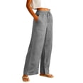 thumbnail image 5 of Linen Pants Women 2026 Fashion Wide Leg High Waisted Palazzo Pant Summer Boho Casual Drawstring Beach Lounge Trousers Gray M, 5 of 7