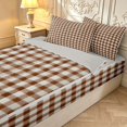 thumbnail image 3 of Manfei Minimalism Checkered Zipper Twin Comforter Sets with Fitted Sheet and 2 Pillowcases,Geometric Check Zipper Bedding Set,Brown White,Light Gray Reversible,4pcs, 3 of 8