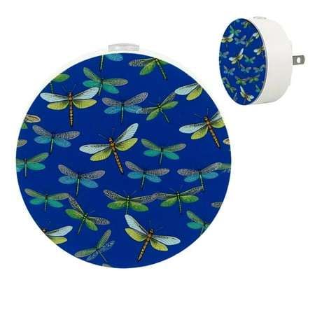 

Night Light Night Lights Plug into Wall 2-Pack Nightlight Plug in Night Light Dusk to Dawn Night Lamp Led Night Light for Adults Kids Room Purple Retro Dragonfly Pattern