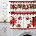 thumbnail image 5 of Christmas Poinsettia Curtain Valances Set - Upper & Lower Curtains, 52'''' L x 18'''' W & 36'''' L x 26'''' W, Kitchen Windows Decor, 3 Piece Set, Red, 5 of 7
