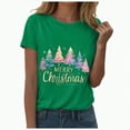 thumbnail image 6 of UngA Women Christmas Shirt Merry and Bright Shirt Women Merry Christmas Tee Letter Print Casual Short Sleeve Tee Tops Christmas T-Shirts for Women Green,M, 6 of 6