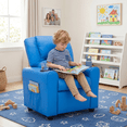thumbnail image 3 of Snugway Kids Recliner Chair, Faux Leather Toddler Armchair with 2 Cup Holders & Side Pocket, Blue, 90lbs Capacity for 1+ Years Old, 3 of 9