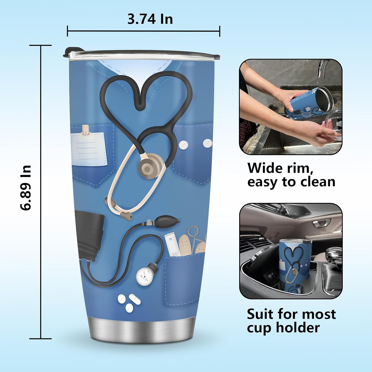 Gifts for Nurse Travel Tumbler Cup - Nurse Gifts for Women Nurse Nutritional Facts Coffee Mug Stainless Steel Tumbler Insulated Double Wall Travel Cup 20oz Gifts for Nurses Birthday Christmas