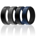thumbnail image 1 of Juego de anillos escalonados de 2 capas de boda de silicona - Negro-Azul de ROQ para hombre - Anillo de 4 x 16 mm, 1 of 1