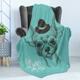 thumbnail image 4 of Chihuahua Soft Flannel Fleece Throw Blanket, Face Sketch of Dog with Hat and Life is Better with a Chi Words, Cozy Plush for Indoor and Outdoor Use, 70" x 90", Seafoam Taupe and White, by Ambesonne, 4 of 5